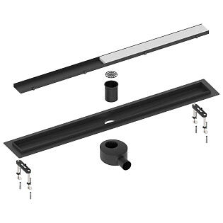 Душевой лоток с двусторонней панелью "plate" под плитку черный Timo Drain System 900