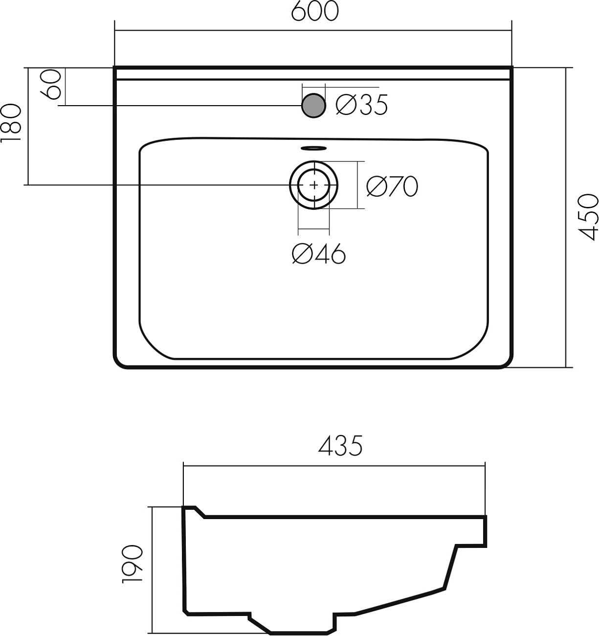 Раковина мебельная фарфоровая 60 см белая Stworki "Миранда" - изображение 2