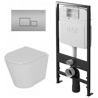 Унитаз подвесной DT1026016 с инсталляцией DI8055119 с клавишей смыва DB1519002 D&K DS1021604