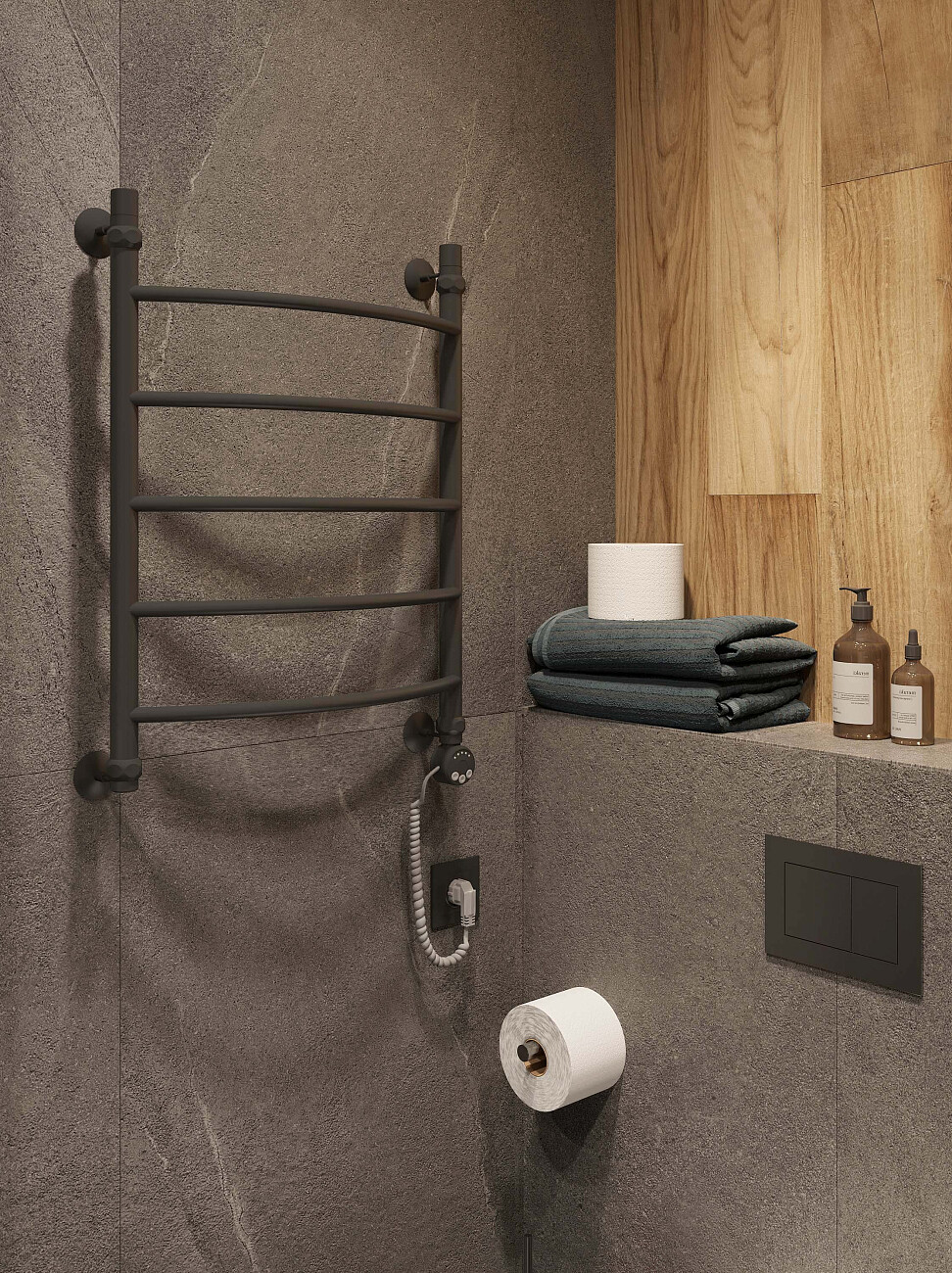 Полотенцесушитель электрический 70х50 см черный матовый Ewrika "Сафо" D R - изображение 5