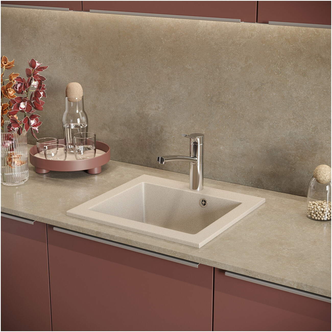 Мойка кухонная бежевая Domaci "Болонья" М-35-003 - изображение 8