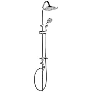 Душевая стойка с верхним душем с держателем и мыльницей хром Lemark LM8801C