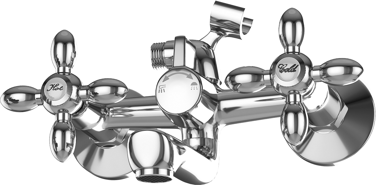 Смеситель для ванны и душа двухвентильный с душевым гарнитуром хром Diwo "Сочи" SO-04cr - изображение 8