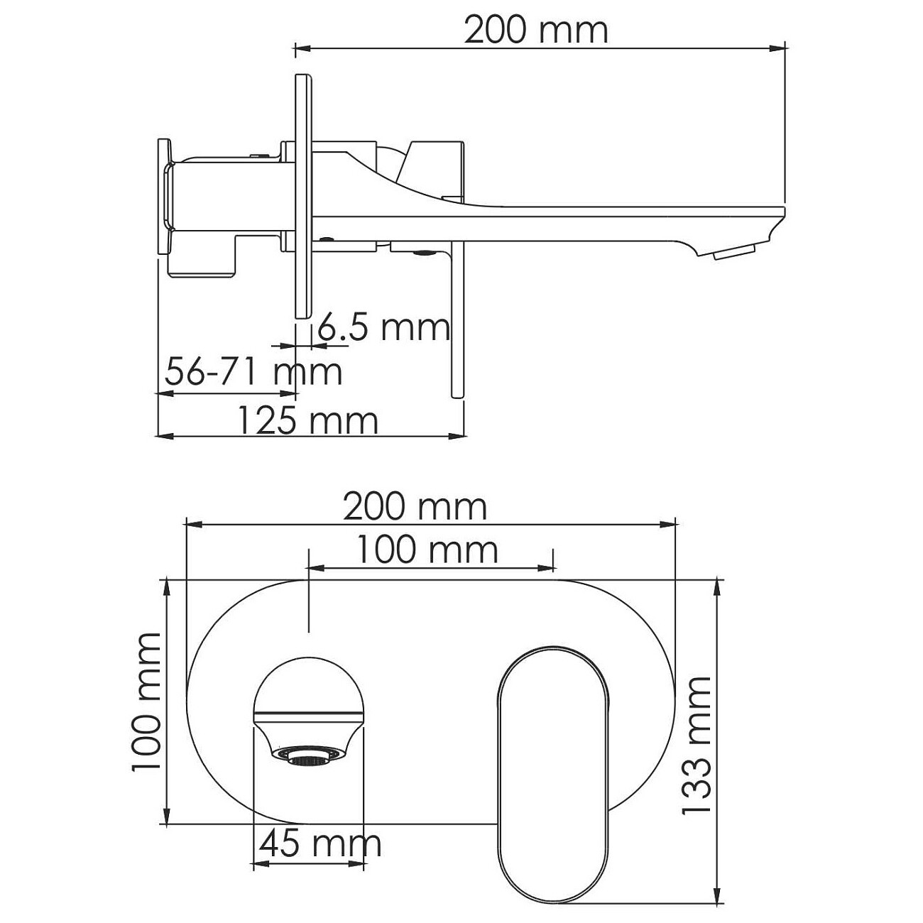 Смеситель для раковины встраиваемый из латуни черный Wasserkraft 7430 - изображение 8