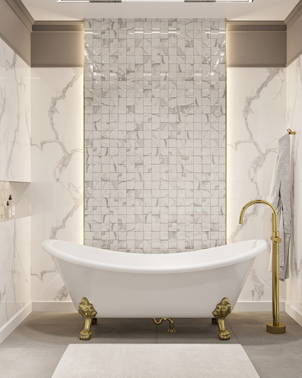 Ванна акриловая овальная на ножках 75х180 см белая, золото Artemis Cloe 1.05.407.010.01.3.28 - изображение 3