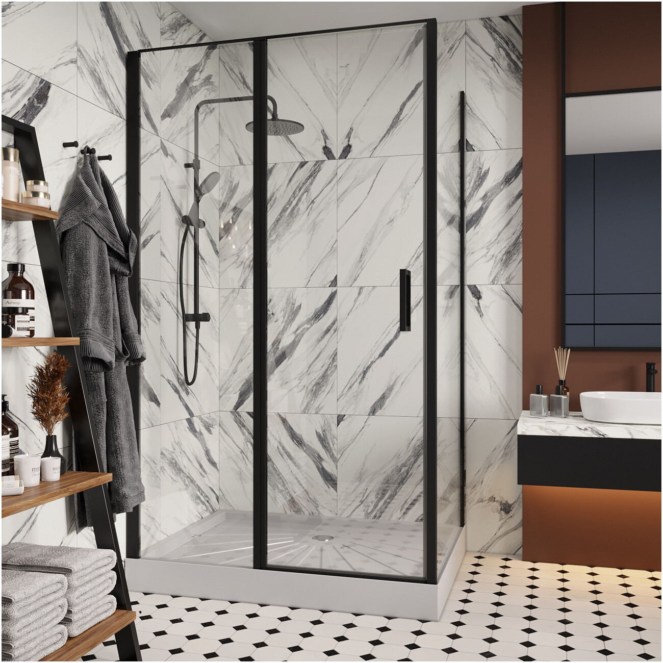 Душевой уголок прямоугольный 90x120 см черный Cerutti SPA Victoria 120B - изображение 7