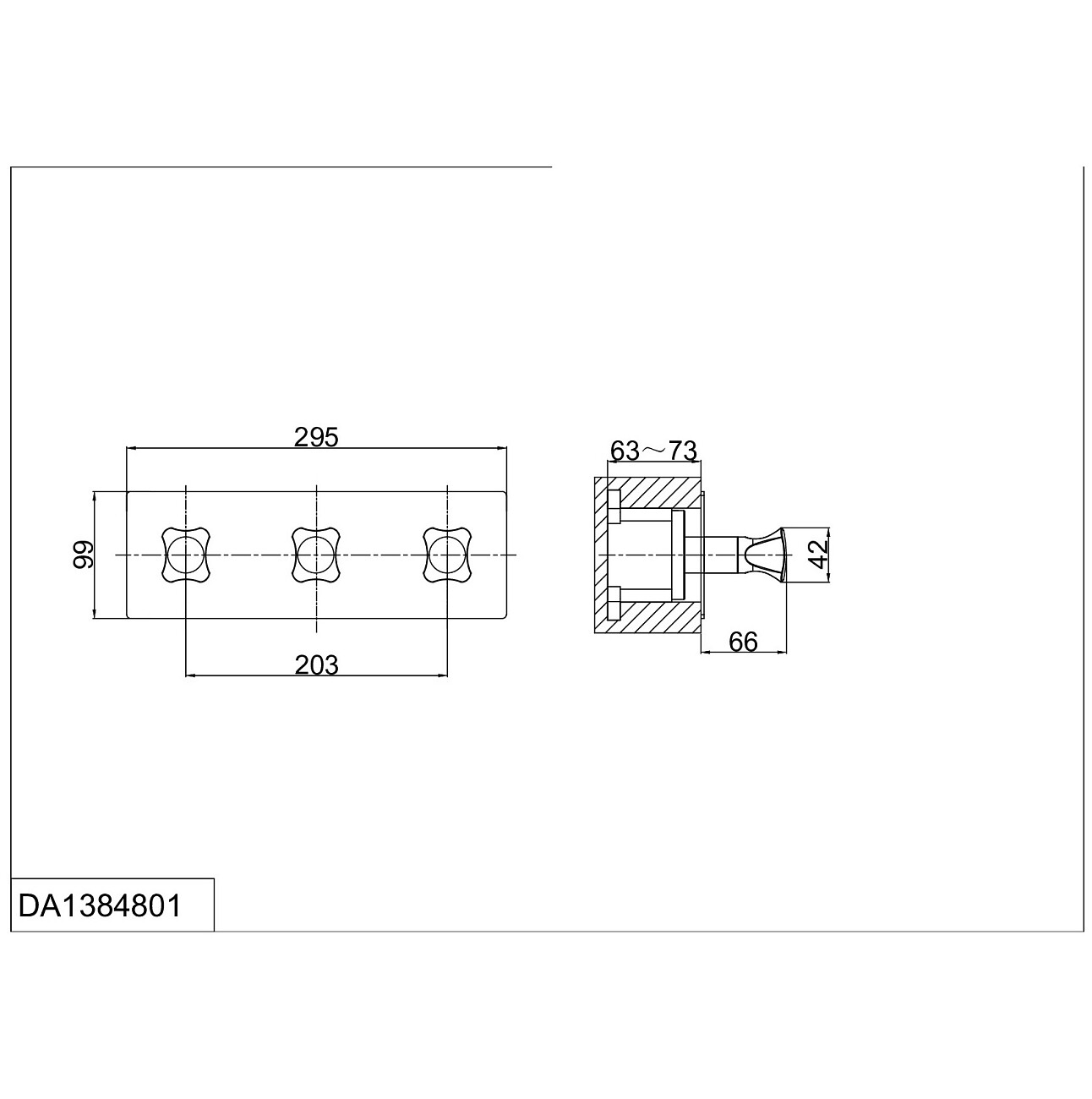 Смеситель для ванны встраиваемый двухвентильный хром D&K Hessen Grimm DA1384801 - изображение 2