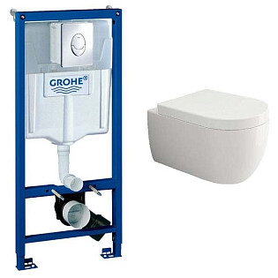 Унитаз подвесной белый Bocchi V-Tondo 1416-001-0129 с инсталляцией Grohe Rapid SL 38721001