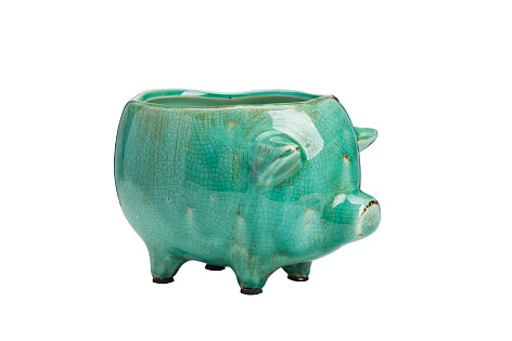 Цветочный горшок голубой Pig Planter 
