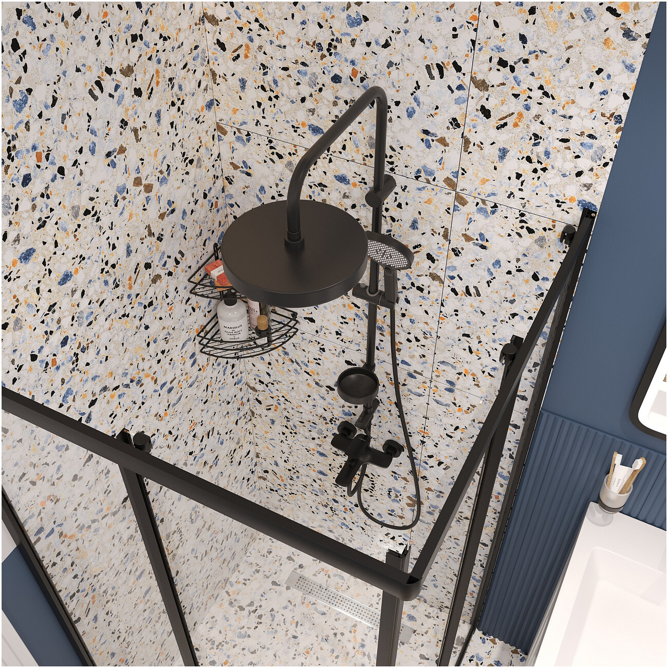 Душевая стойка с верхним душем черная Stworki "Молде" S23180BK - изображение 8