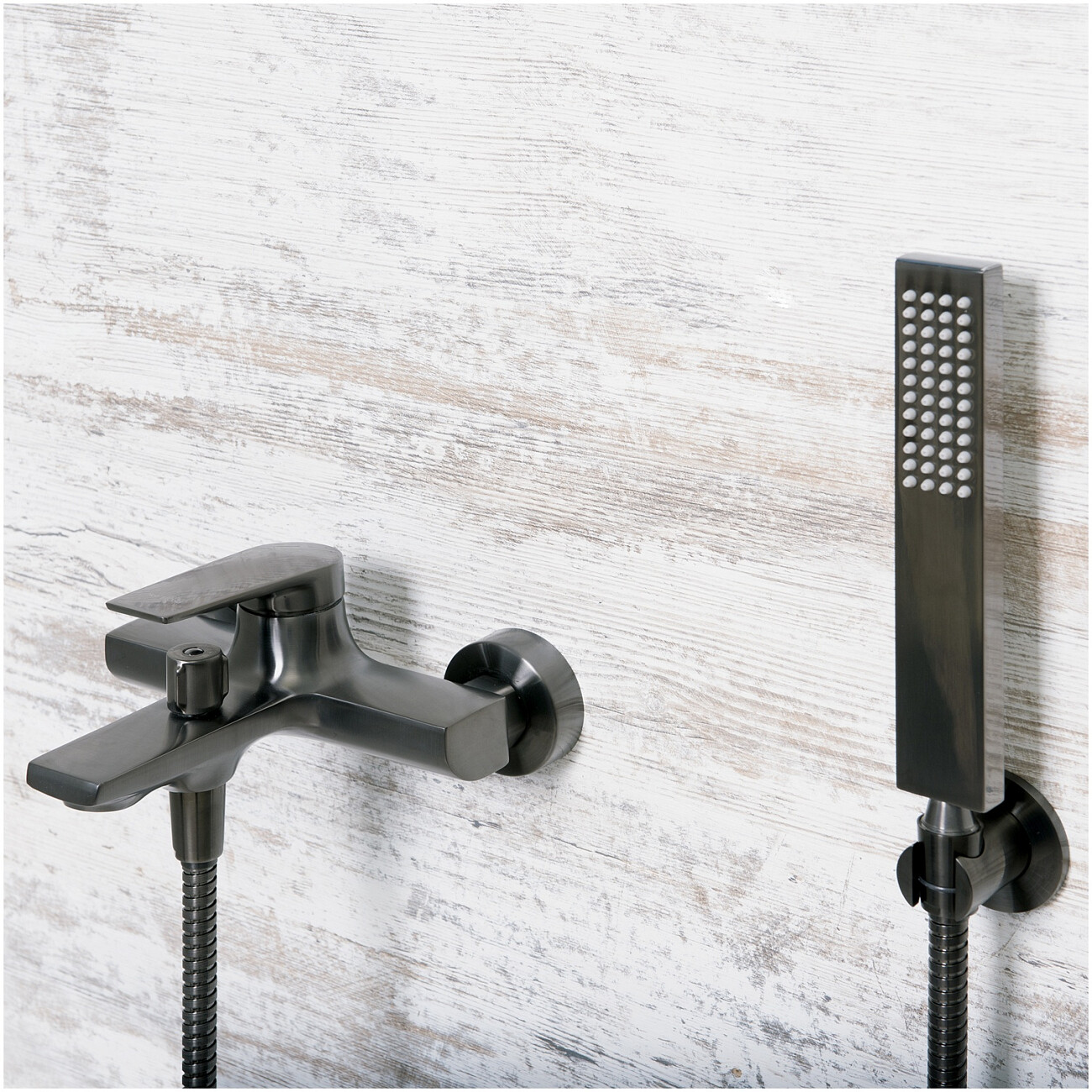 Душевой комплект с лейкой и коротким изливом оружейная сталь Wasserkraft Wiese 8401 - изображение 2