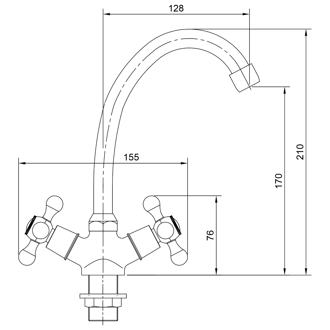 Смеситель для кухни двухвентильный хром Juguni Aquarius JGN0340 0402.657 - изображение 9
