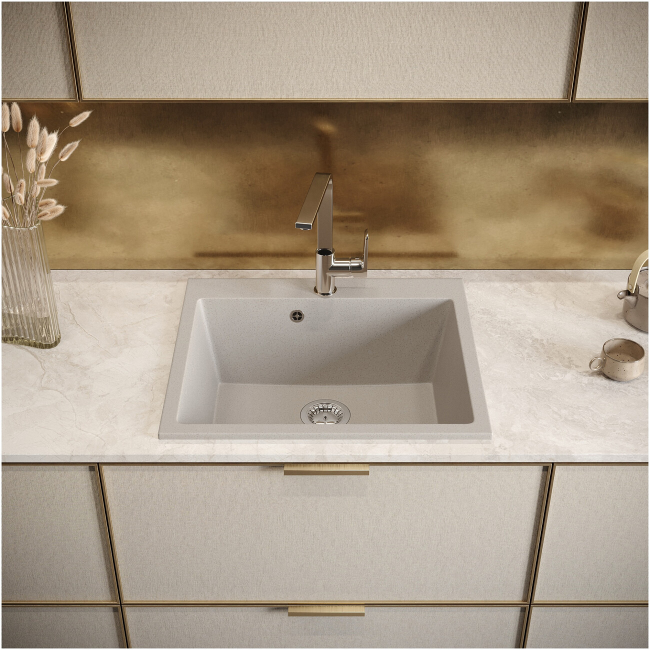 Мойка кухонная бежевая Domaci "Болонья" М-44-003 - изображение 7