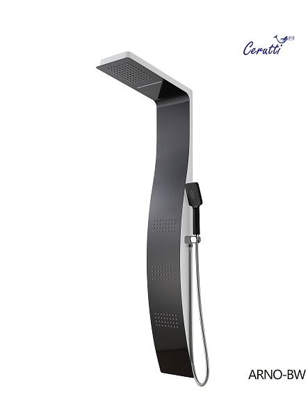 Душевая панель с тропическим душем 147х22 см черная Cerutti SPA Arno BW CT9656 - изображение 1
