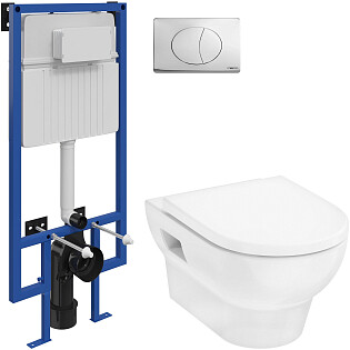 Унитаз подвесной Hansgrohe GladeLake S с инсталляцией Stworki 510162 и кнопкой 230822