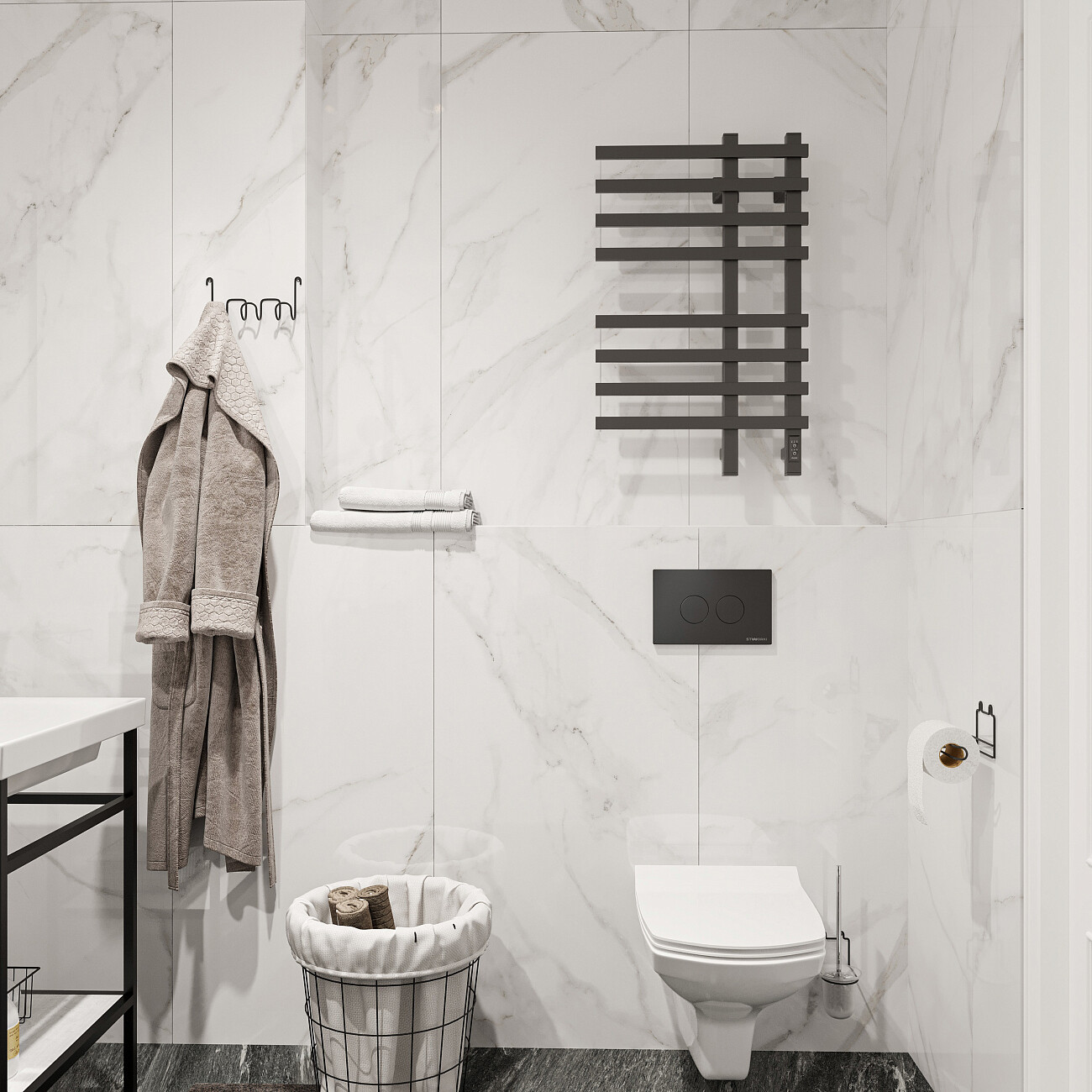 Полотенцесушитель электрический 80х50 см черный Ewrika "Медея" LT 4657771779046 - изображение 3