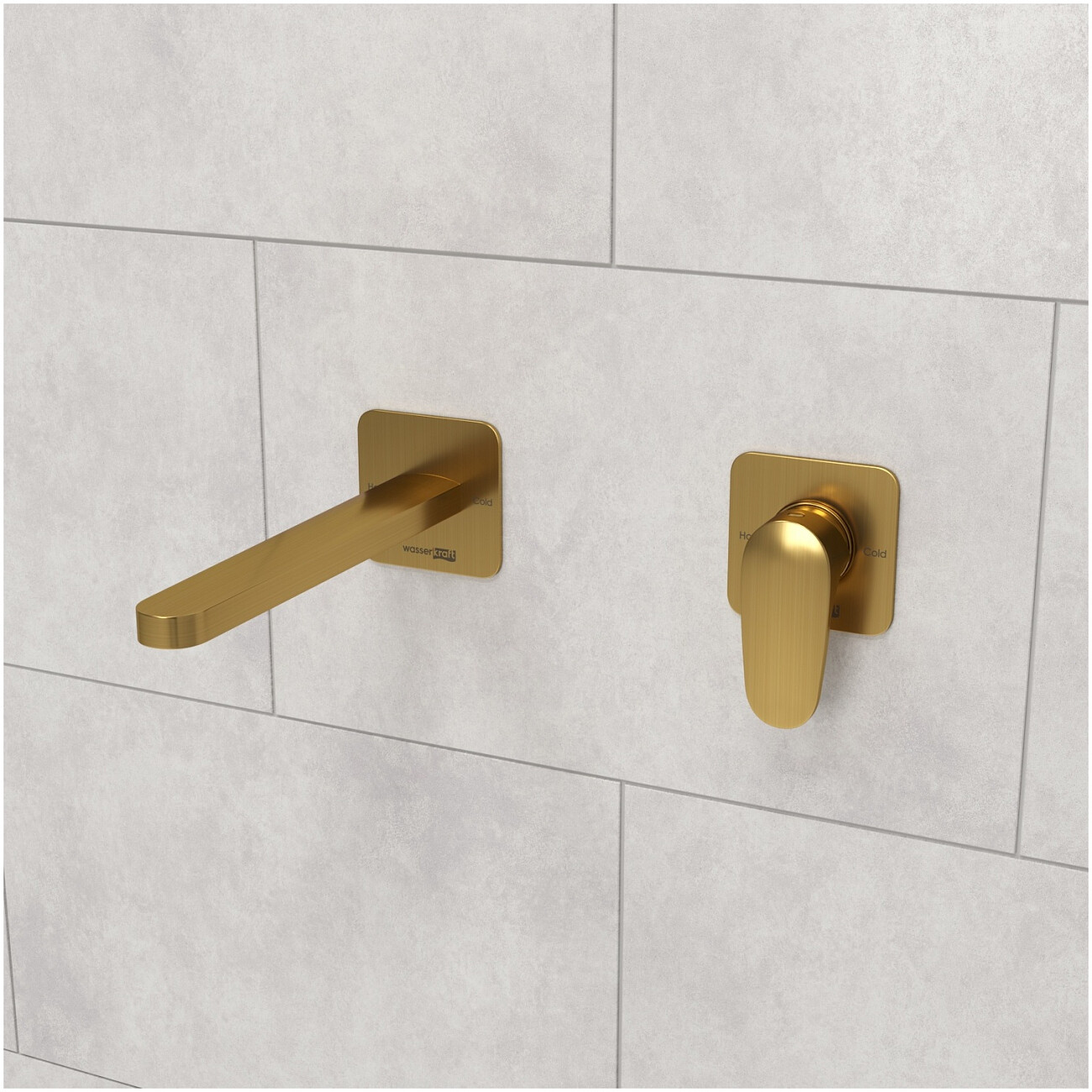 Смеситель для раковины встраиваемый с изливом золото Wasserkraftй A3651.284 - изображение 2