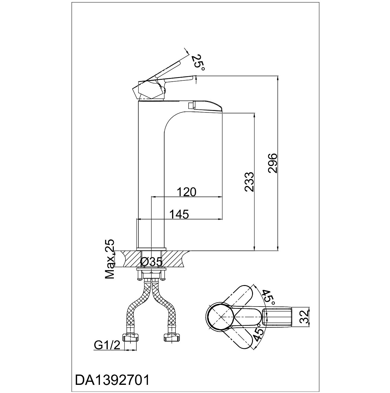 Смеситель для раковины однорычажный хром D&K Rhein Marx DA1392701 - изображение 2