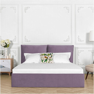 Кровать полутораспальная с подъемным механизмом и ящиком для белья 140х200 сиреневая &quot;Эстетика&quot;