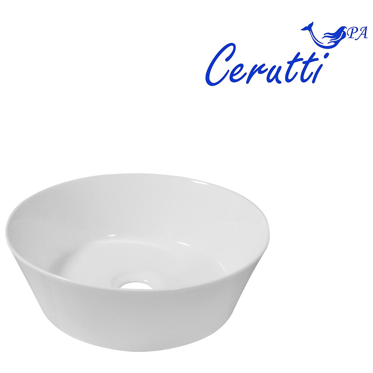 Раковина накладная фарфоровая круглая 40 см белый мрамор Cerutti SPA CR3301MWM2 - изображение 2