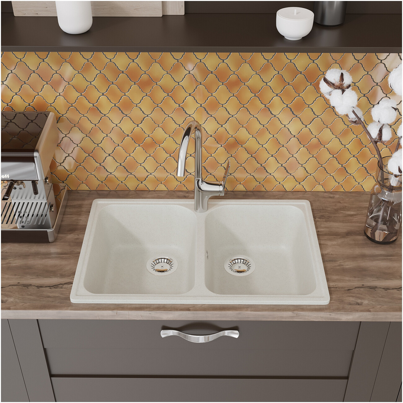 Мойка кухонная белая Domaci "Болонья" М-260-001 - изображение 7