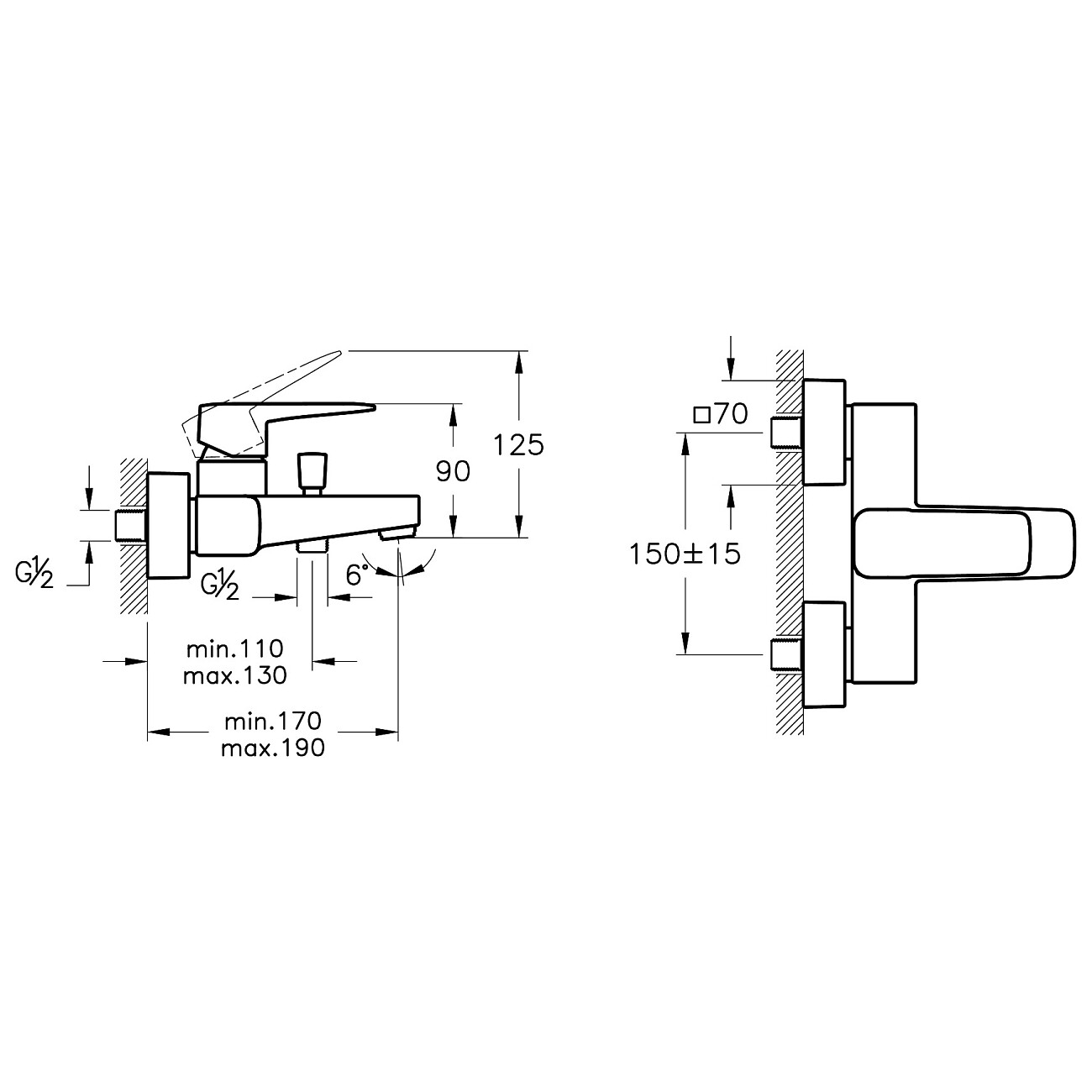 Смеситель для ванны однорычажный хром Vitra Root Square A42737EXP - изображение 3