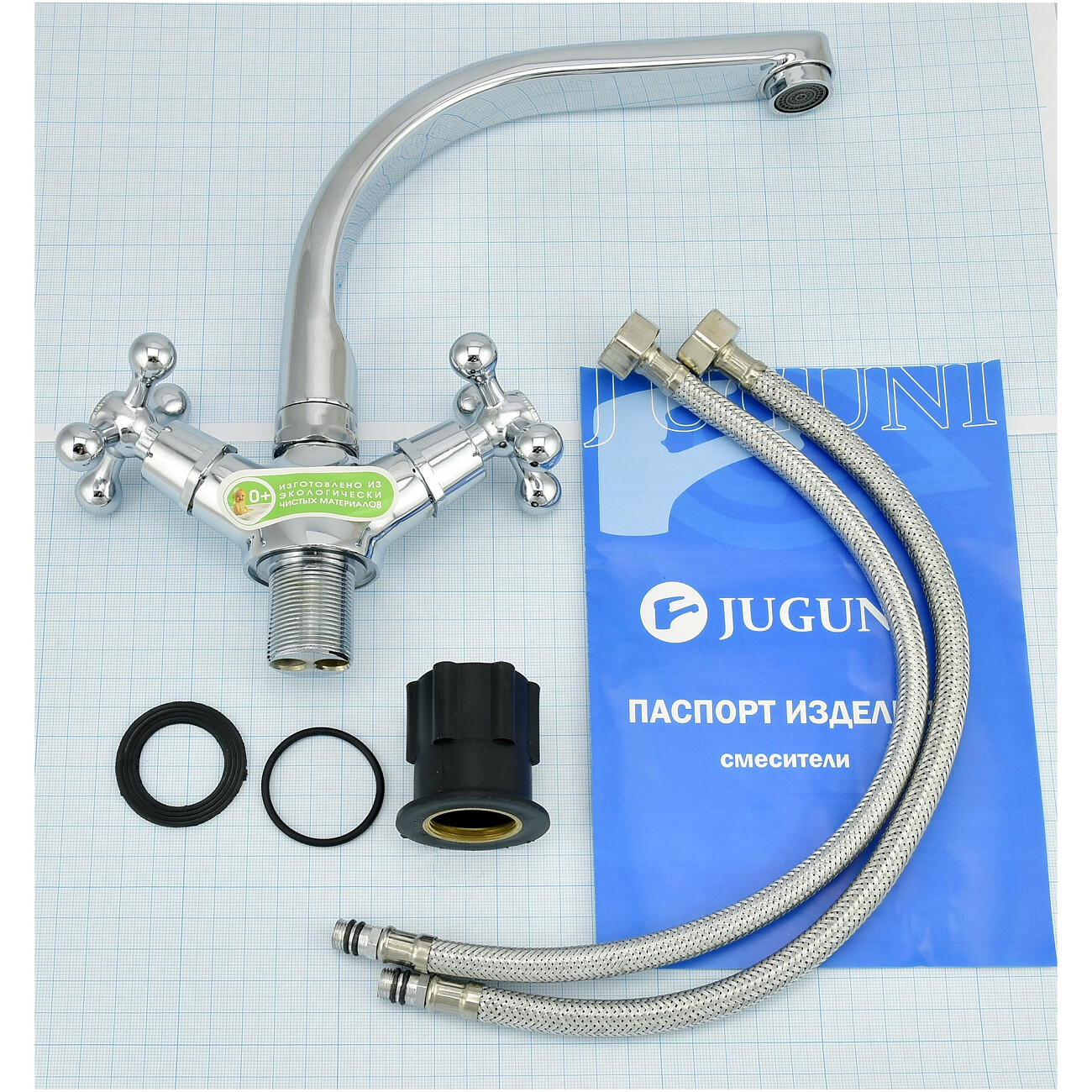 Смеситель для кухни двухвентильный хром Juguni Aquarius 0402.444 - изображение 7