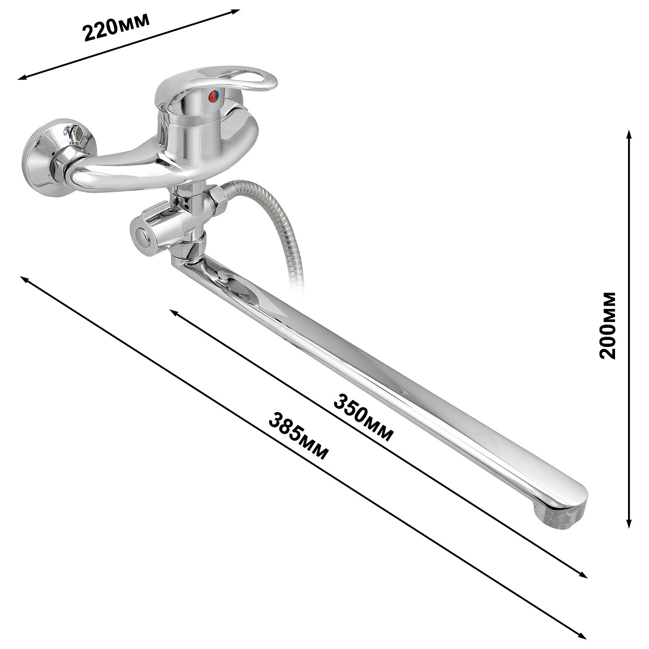 Смеситель для ванны однорычажный с душевым гарнитуром хром Juguni Phoenix JGN0120 0402.609 - изображение 10