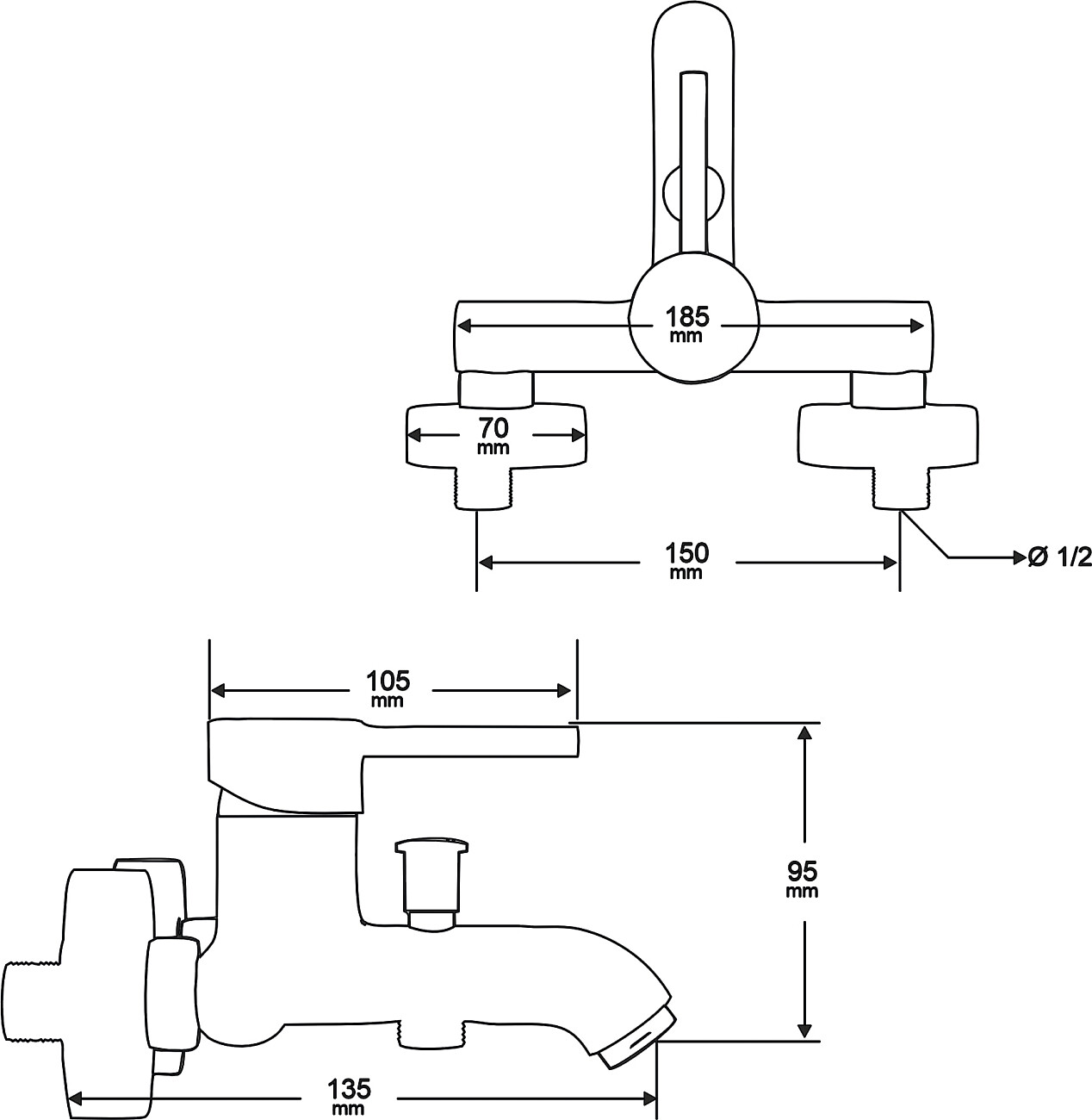 Смеситель для ванны с душем хром Mega Didim MG-CM103 - изображение 3