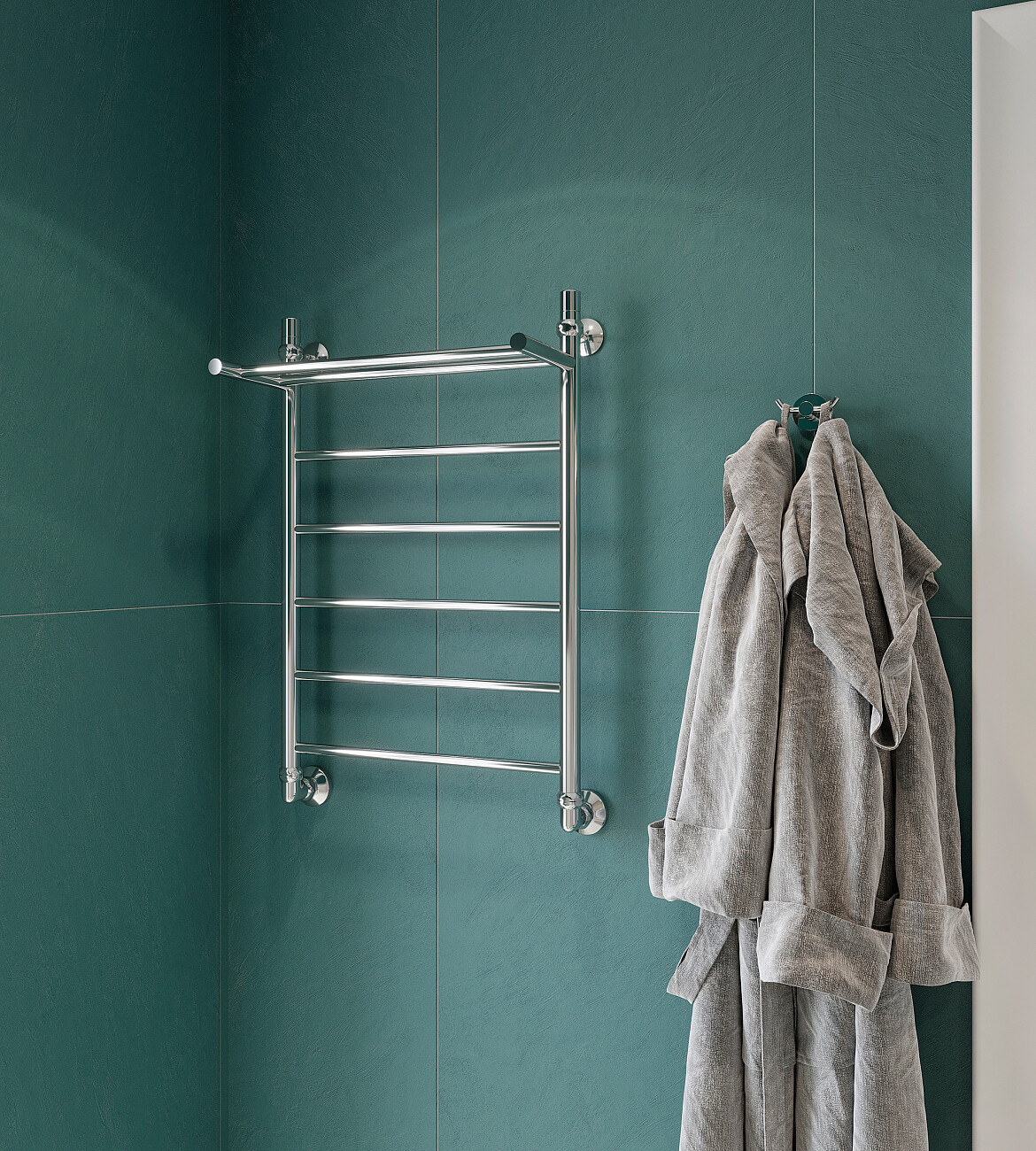 Полотенцесушитель водяной 80х50 см хром Ewrika "Сафо" FP 4627201607911 - изображение 7