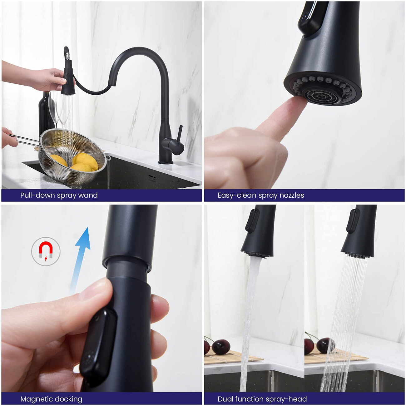 Смеситель для кухни с выдвижной лейкой черный Timo Saona 2336-03FL - изображение 4