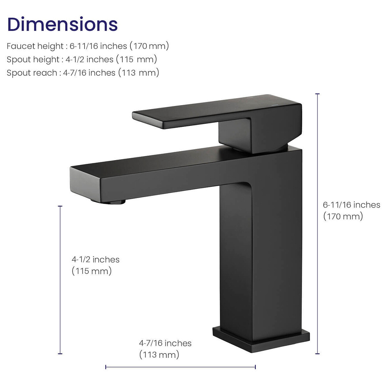 Смеситель для раковины черный Timo Selene 2061-03F - изображение 4
