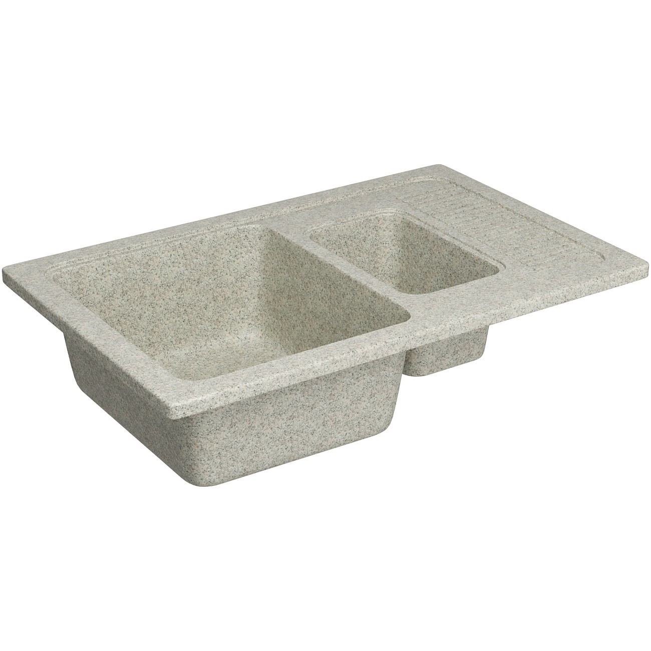 Мойка кухонная двойная из искусственного мрамора 49,5х77 см светло-серая Domaci "Парма" 77-49-210 - изображение 3