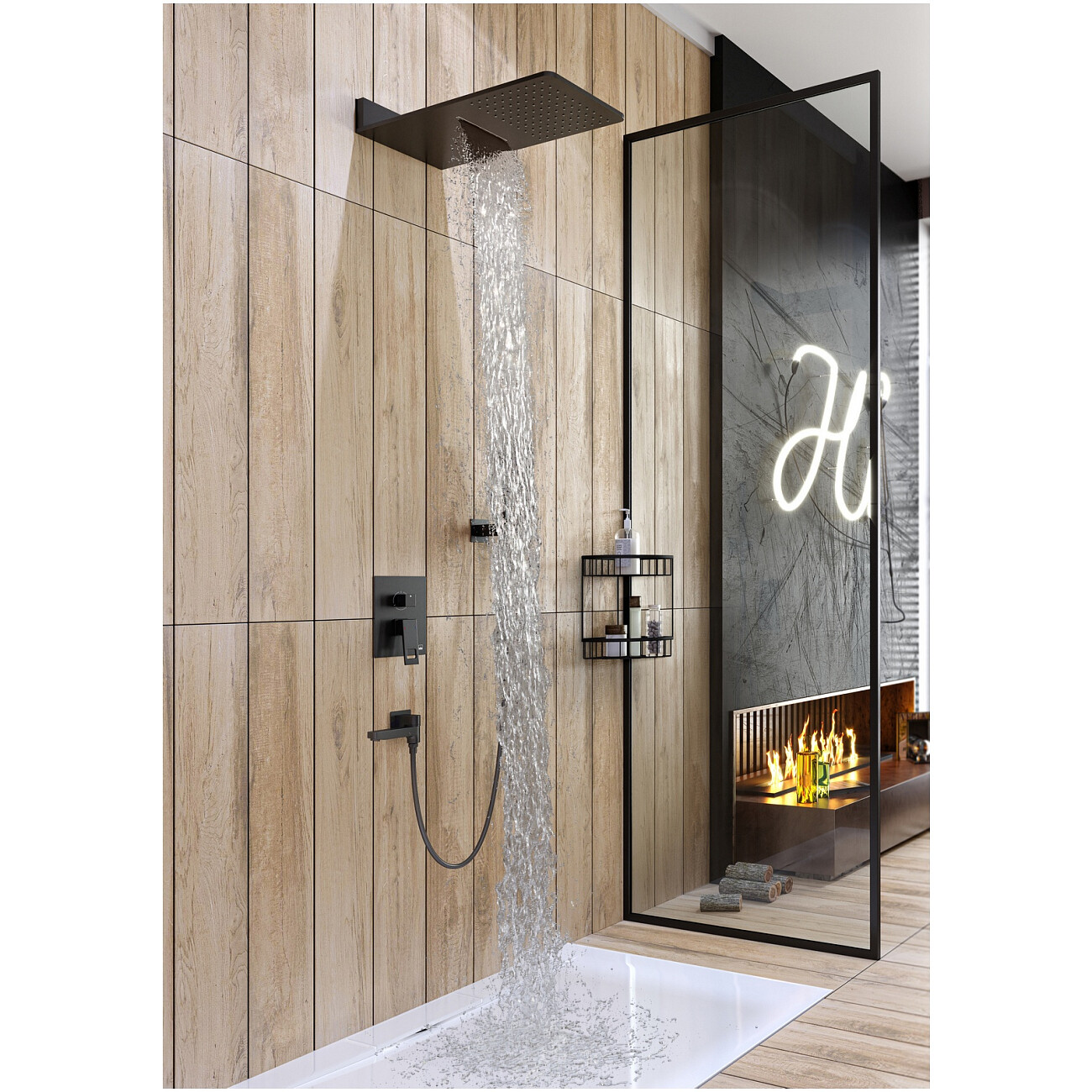 Душевой комплект встроенный с тропическим душем черный Timo Briana SX-7119-03SM - изображение 3