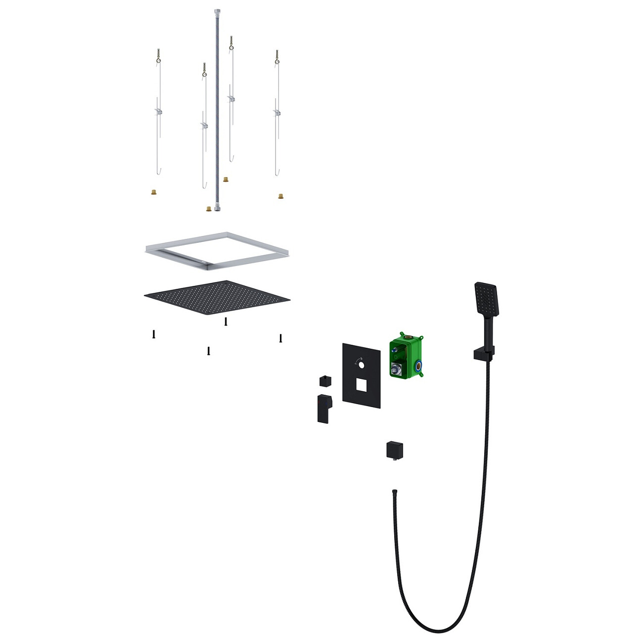 Душевой комплект встроенный с тропическим душем черный Timo Selene SX-2029-03SM - изображение 2