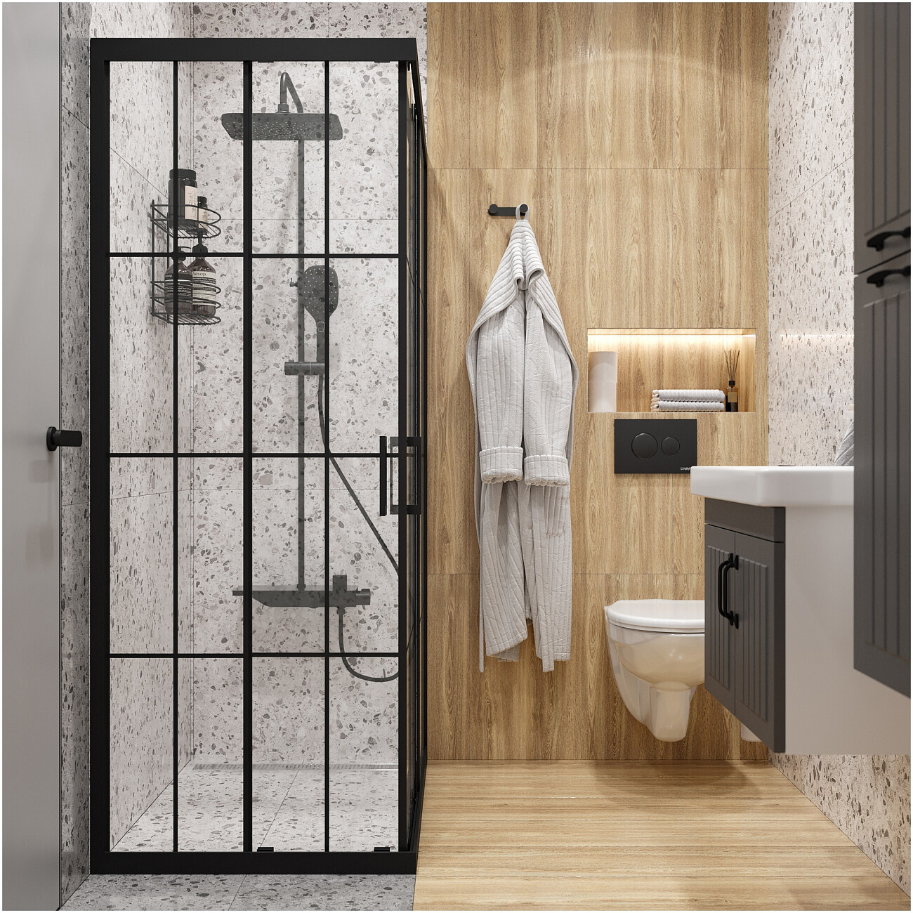 Душевой уголок прямоугольный 70х100 см черный Diwo "Киров" - изображение 4