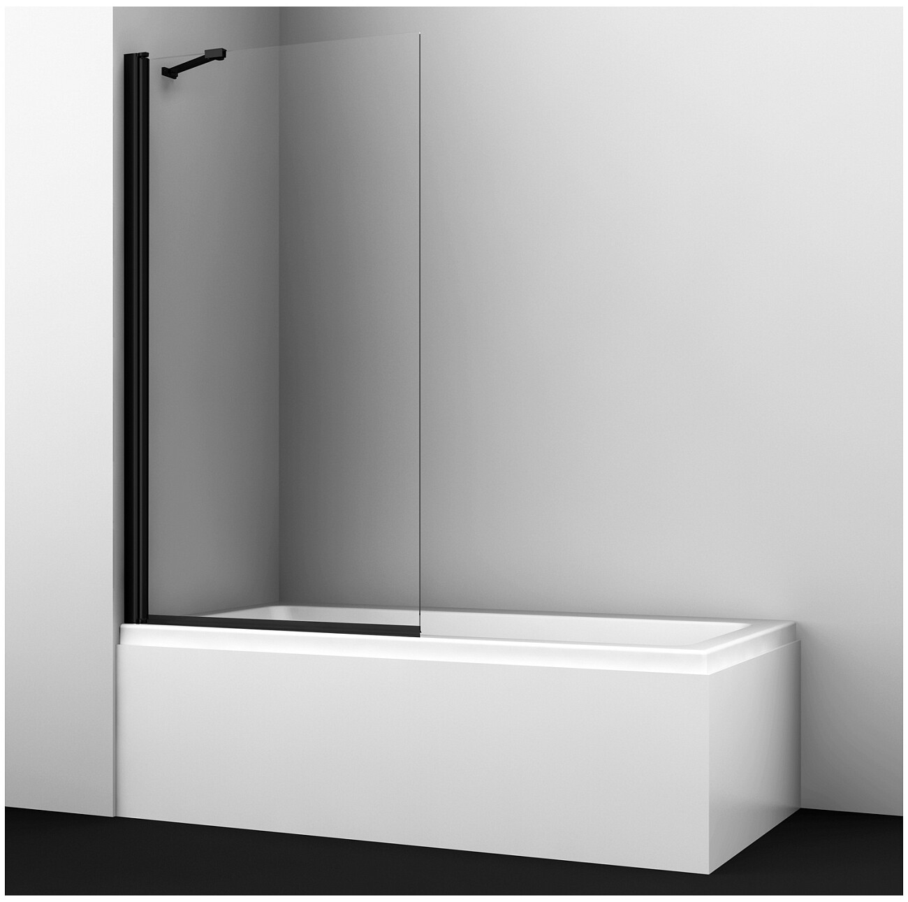 Штора на ванну стеклянная 140х80 см прозрачная, черная Wasserkraft Berkel 48P01-80 BLACK Fixed - изображение 5