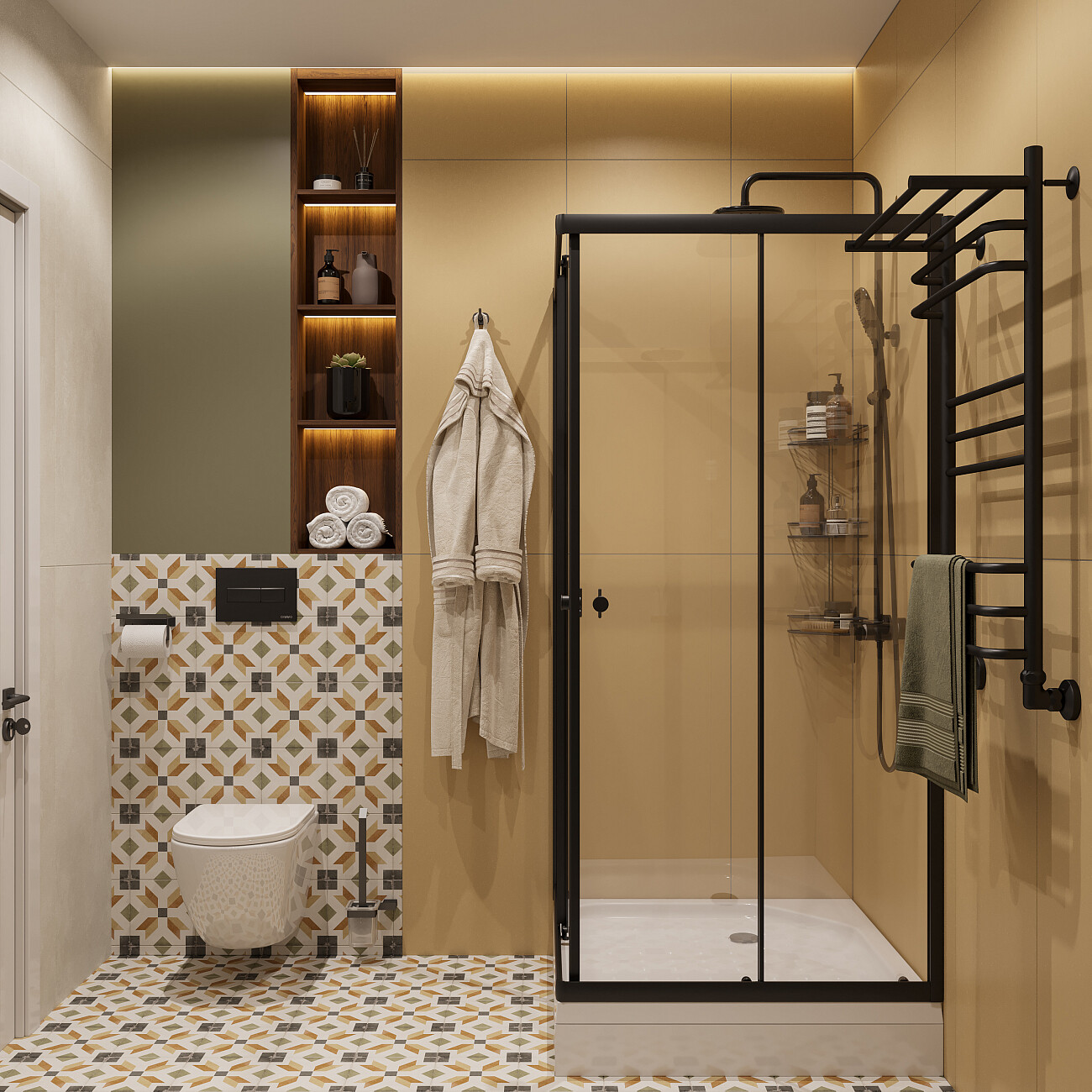 Душевой уголок 90х90 см со средним поддоном черный Diwo "Анапа" DU-744583 - изображение 2