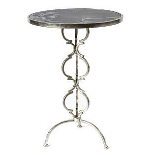Чайный столик круглый серебро 43 см Izida