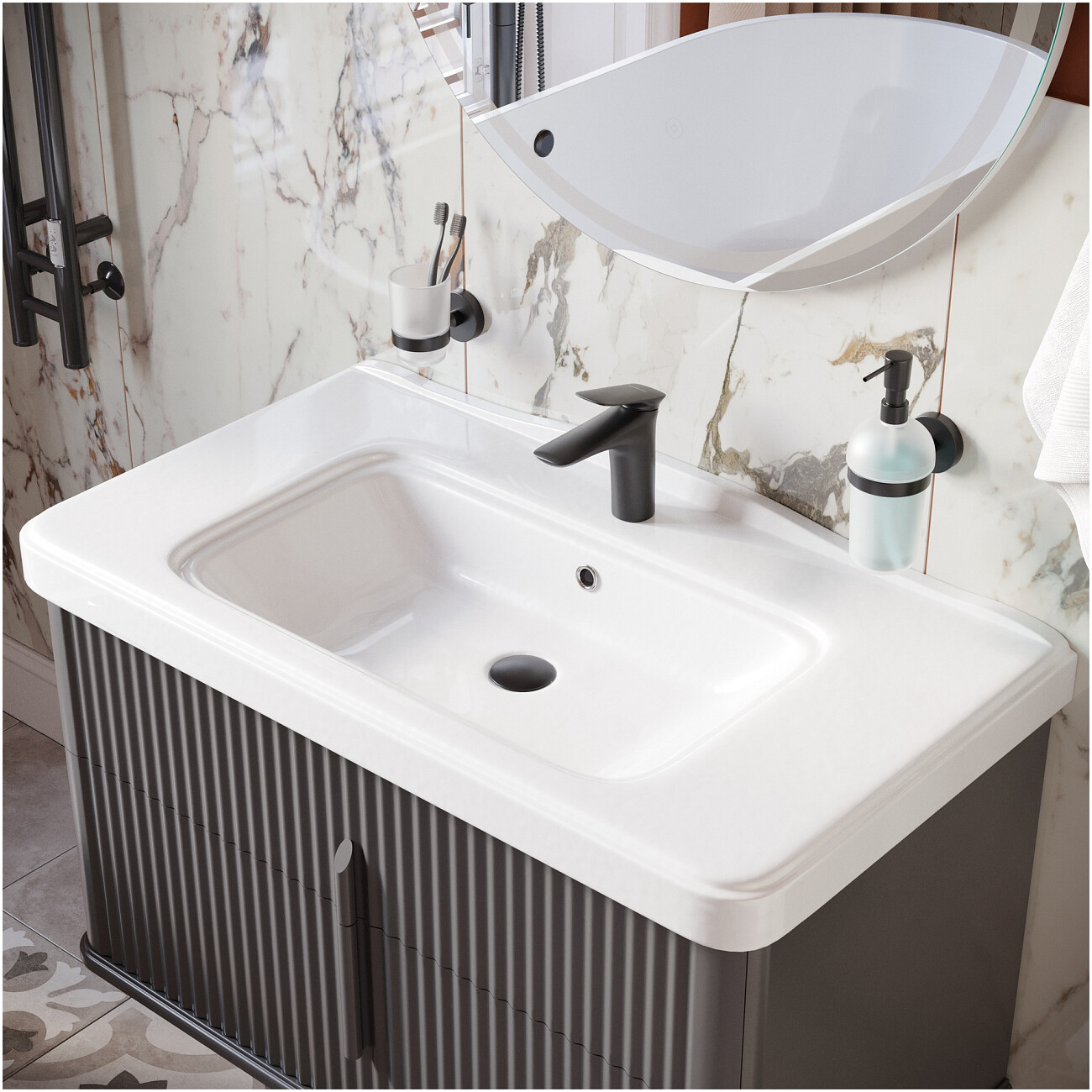 Смеситель для раковины однорычажный черный Stworki "Молде" S23010BK - изображение 7