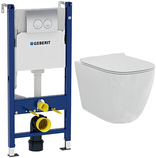 Унитаз белый Creto Logan L1 с инсталляцией Geberit Duofix Delta 458.124.21.1 1001-001-L1W-1