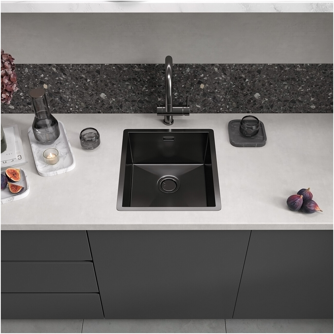 Кухонная мойка из нержавеющей стали 44х38 см оружейная сталь Reflexion Como RX2038BL - изображение 10