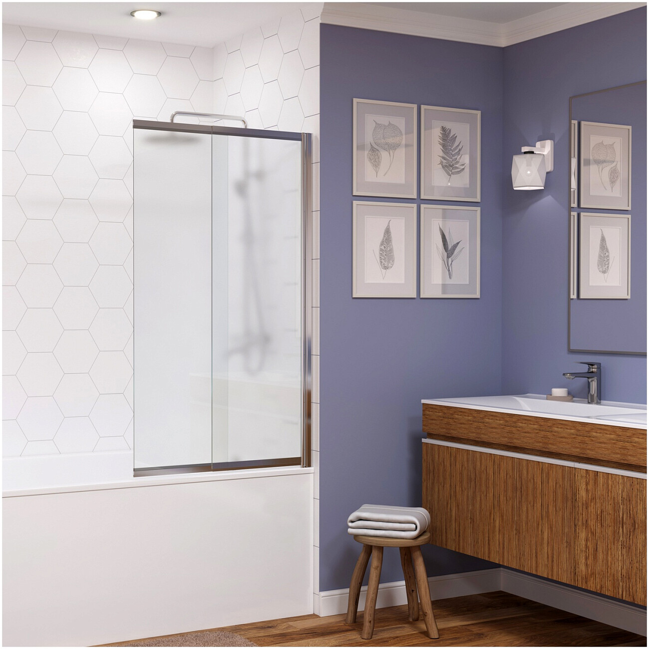 Шторка на ванну стеклянная 140х100 см прозрачная, хром Wasserkraft Main 41S02-100 RM - изображение 3