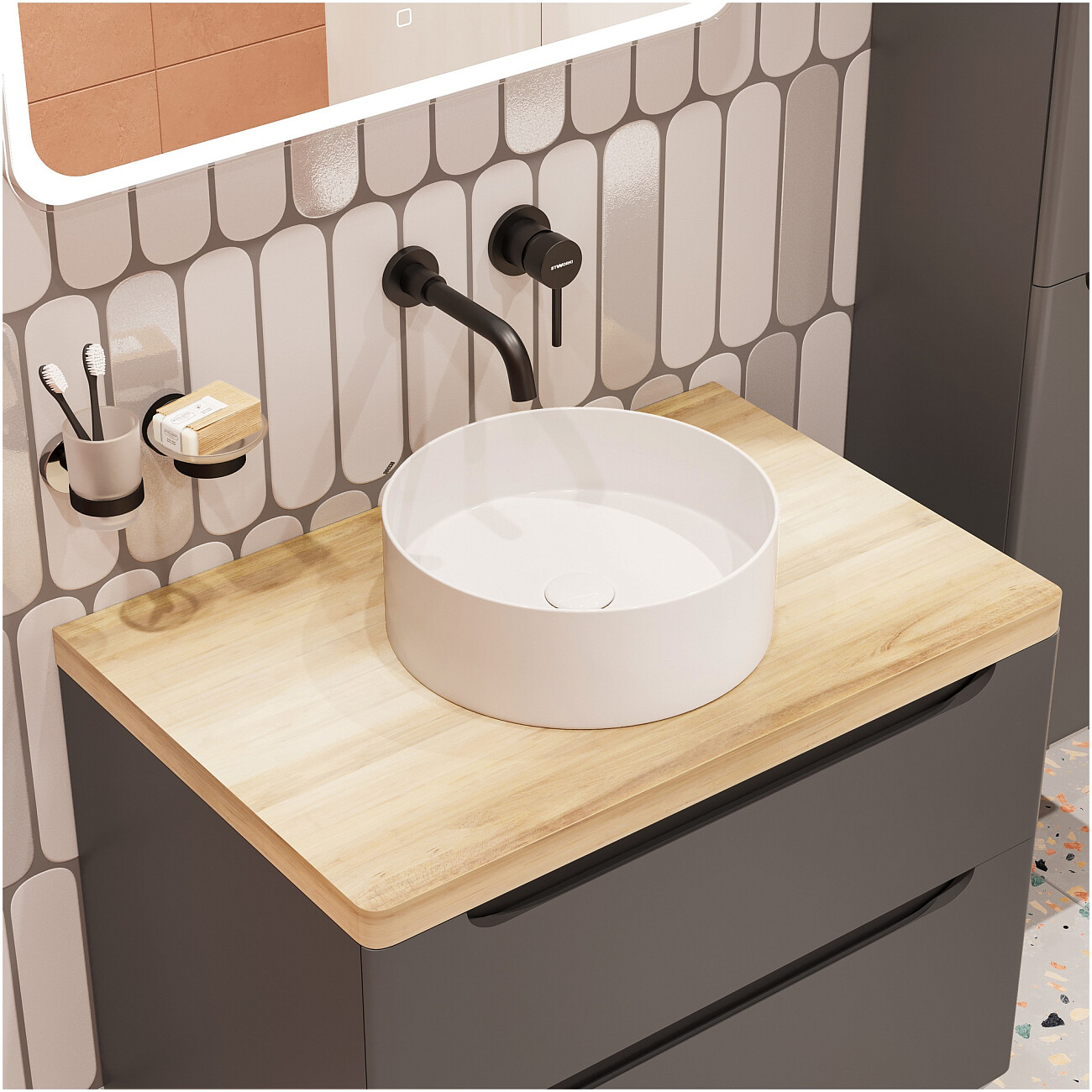 Смеситель для раковины встраиваемый черный Stworki "Эстерсунд" S31040BK - изображение 7