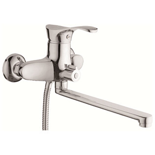 Смеситель для ванны с душевой лейкой и длинным изливом хром D-Lin D146404