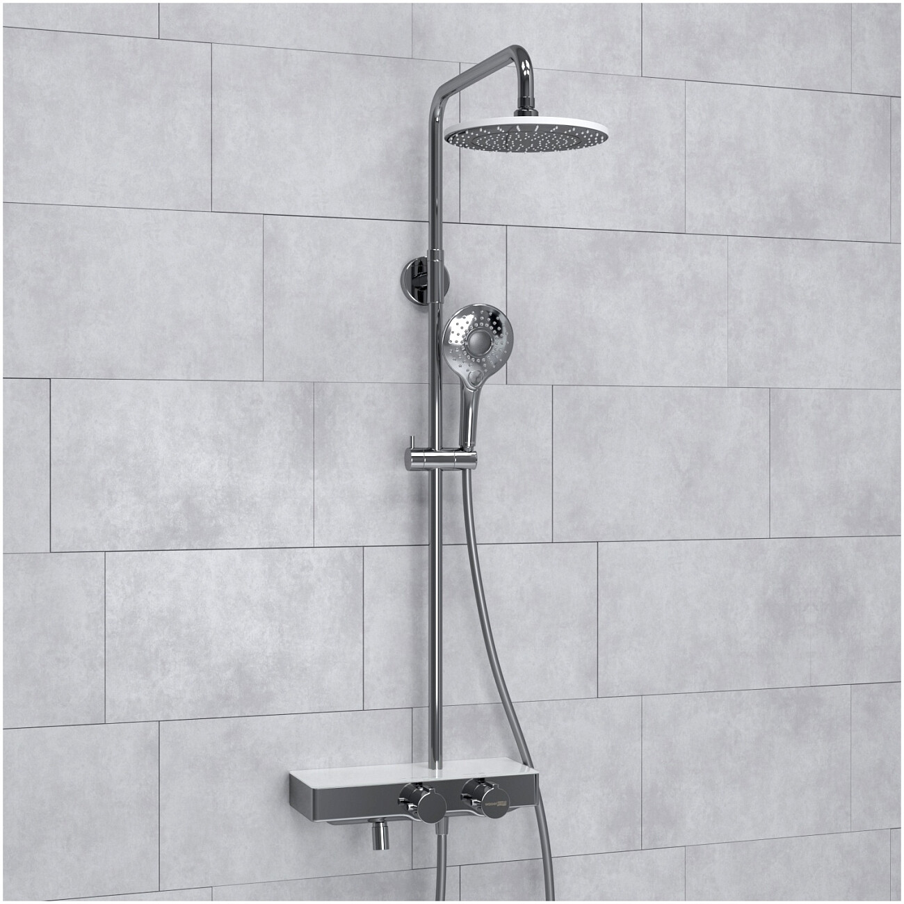 Душевой комплект с верхним душем и лейкой хром Wasserkraft A113.067.101.CH Thermo - изображение 2