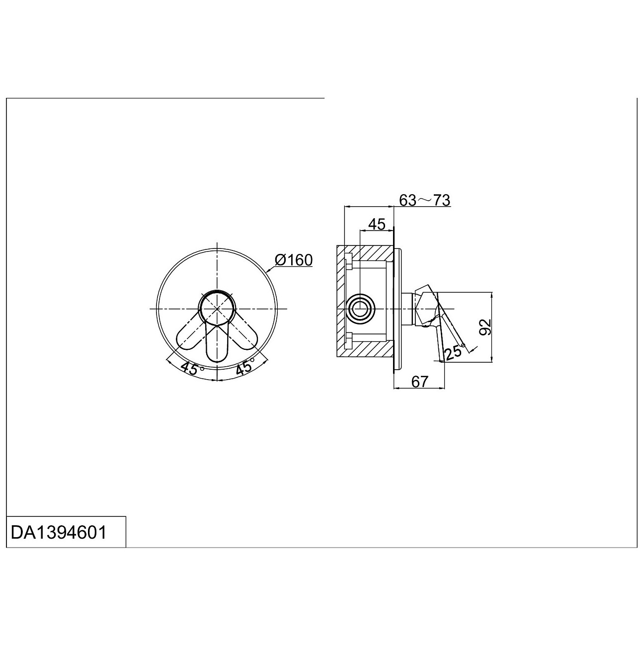 Смеситель для душа встраиваемый однорычажный хром D&K Rhein Marx DA1394601 - изображение 2