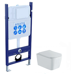 Унитаз подвесной белый Aquatek &quot;Либра&quot; New cm AQ1148N-00 с инсталляцией INS-0000014