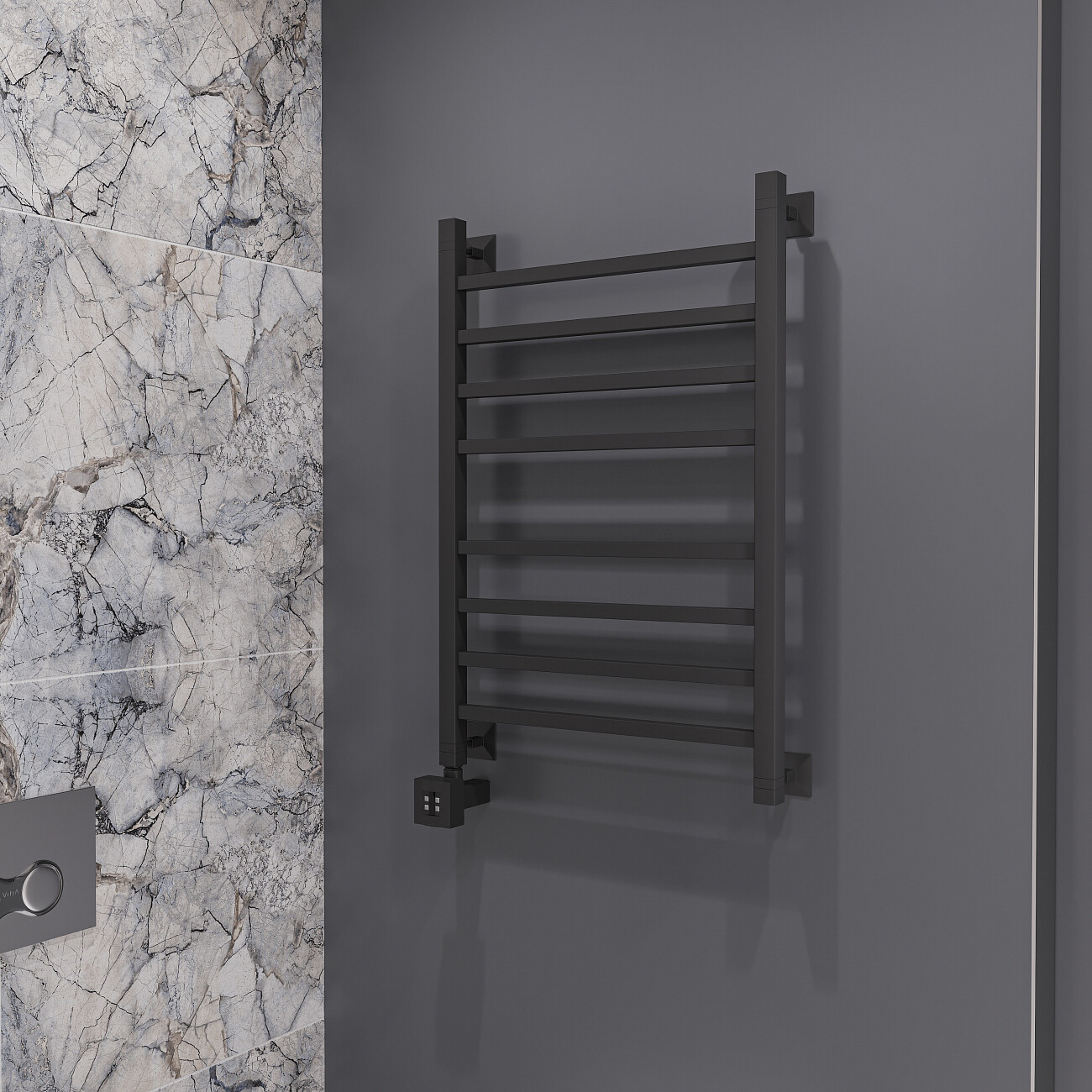 Полотенцесушитель электрический 80х50 см матовый черный Ewrika "Деметра" LP L 4656760000000 - изображение 4