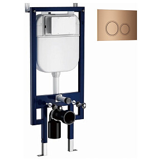 Инсталляция для унитаза с кнопкой розовое золото Ceruttispa CR557+CR05RG